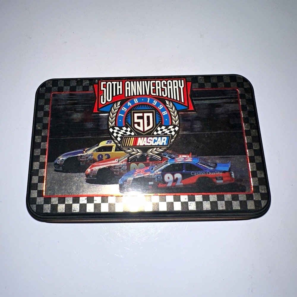 1998 Vintage NASCAR 50th Anniversary Bicycle Playing Cards Sealed Limited Tin